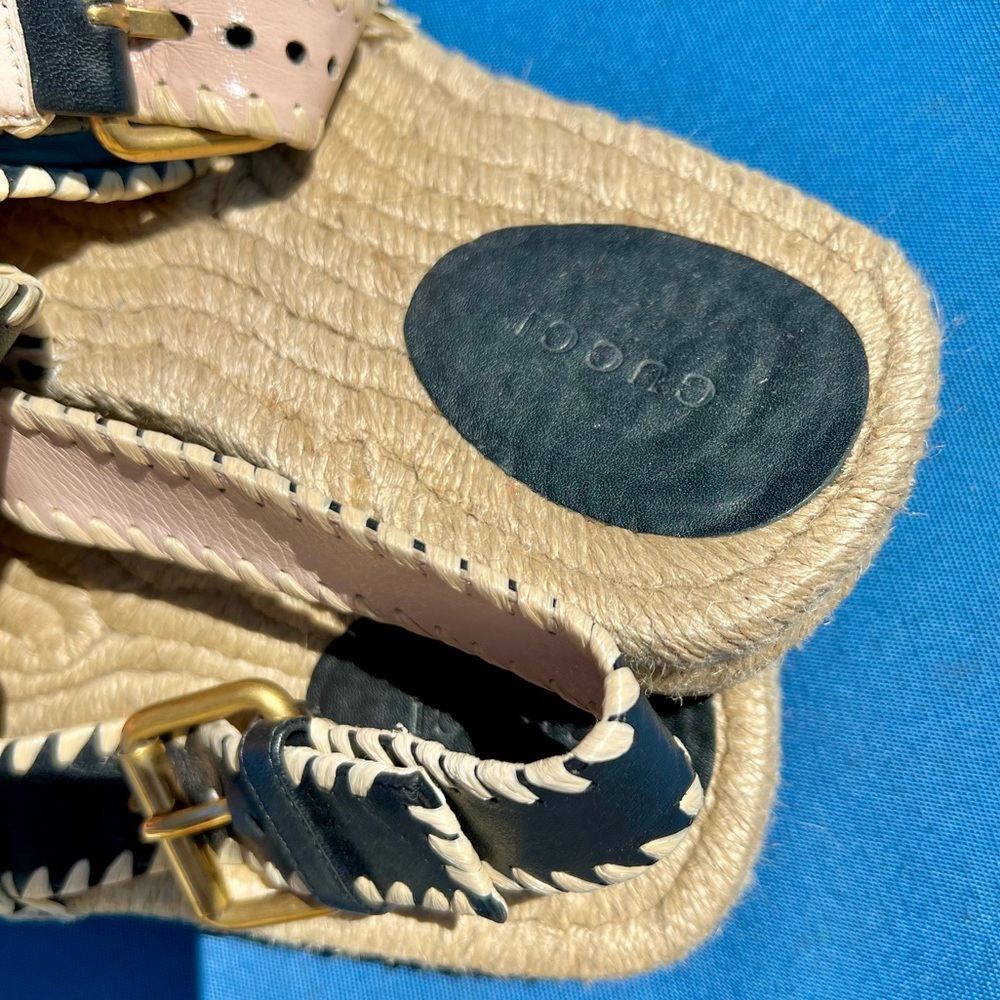 Gucci Marmont Espadrille Slide Sandals with GG & Gold Buckle Size 36 - Picture 7 of 10